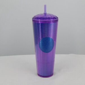 Starbucks Fall 2022 Dark Purple Kaleidoscope Dome Lid 24oz Venti Tumbler Straw